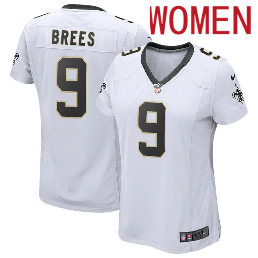 Cheap Women New Orleans Saints 9 Drew Brees Nike White Game Player NFL Jersey